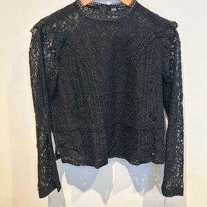 Zara Women's Elegant Black Lace Blouse